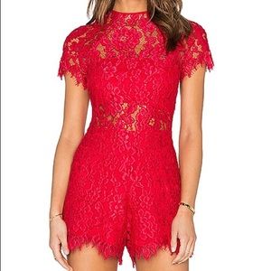 ALEXIS Red Lace Romper Size S